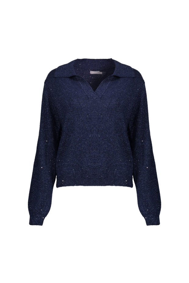 Geisha Pullover polo lurex & sequinces 64583-14 675 navy