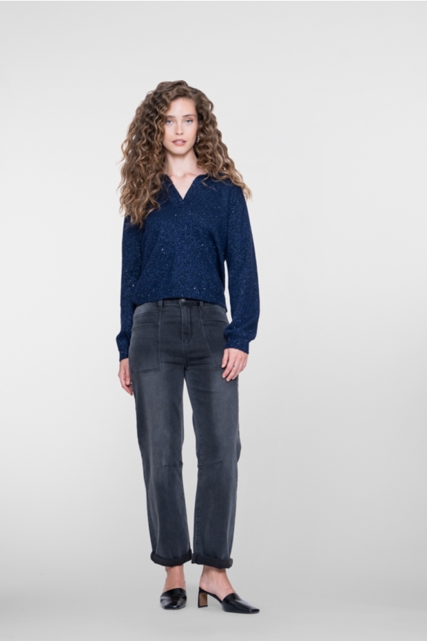 Geisha Pullover polo lurex & sequinces 64583-14 675 navy