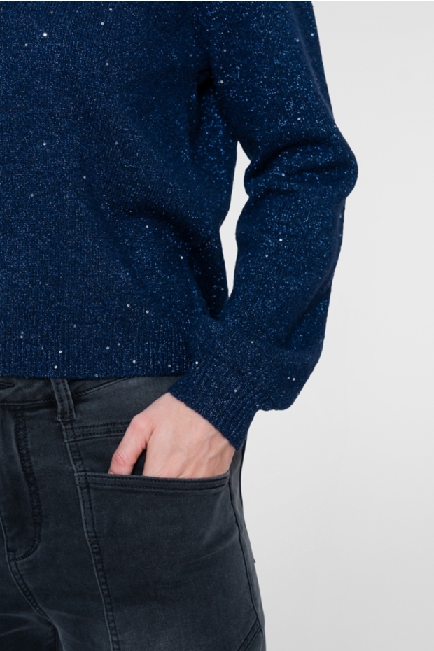 Geisha Pullover polo lurex & sequinces 64583-14 675 navy
