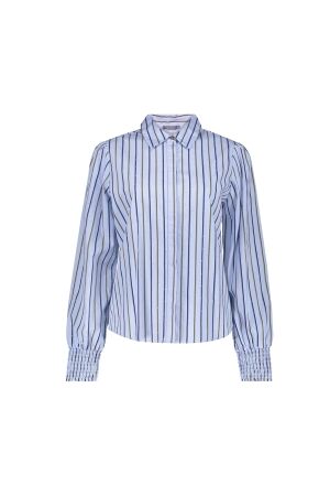 Geisha Geisha blouse pinstripe rhinestones 63566-21 Blouse 600 light blue