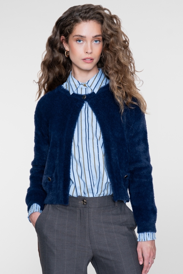 Geisha Blouse pinstripe rhinestones 63566-21 600 light blue