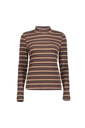 Geisha Geisha t-shirt stripe & lurex 62593-70 T-shirt Lange mouw 720 sand/stone/black/copper