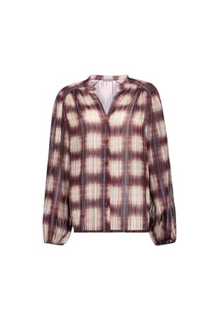 Geisha Geisha blouse check lurex 63576-70 Blouse 10 off-white/port/blue