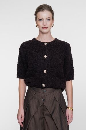 Geisha Geisha vest boucle short sleeves 64552-70 Vest 785 dark brown