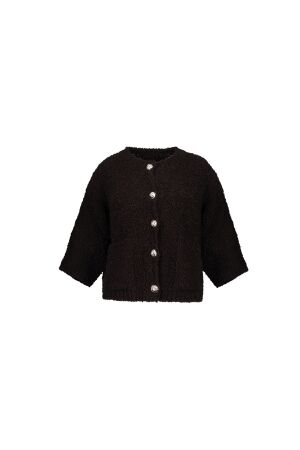 Geisha Geisha vest boucle short sleeves 64552-70 Vest 785 dark brown