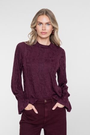 Geisha Geisha top 62670-20 T-shirt Lange mouw 470 bordeaux