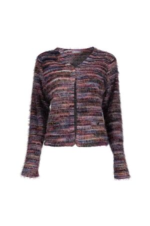 Geisha Geisha vest stripes hairy 64500-10 Vest 480 burgundy