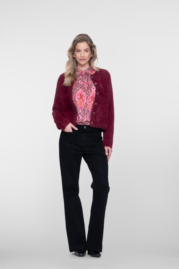 Geisha Cardigan hairy 64508-10 480 burgundy