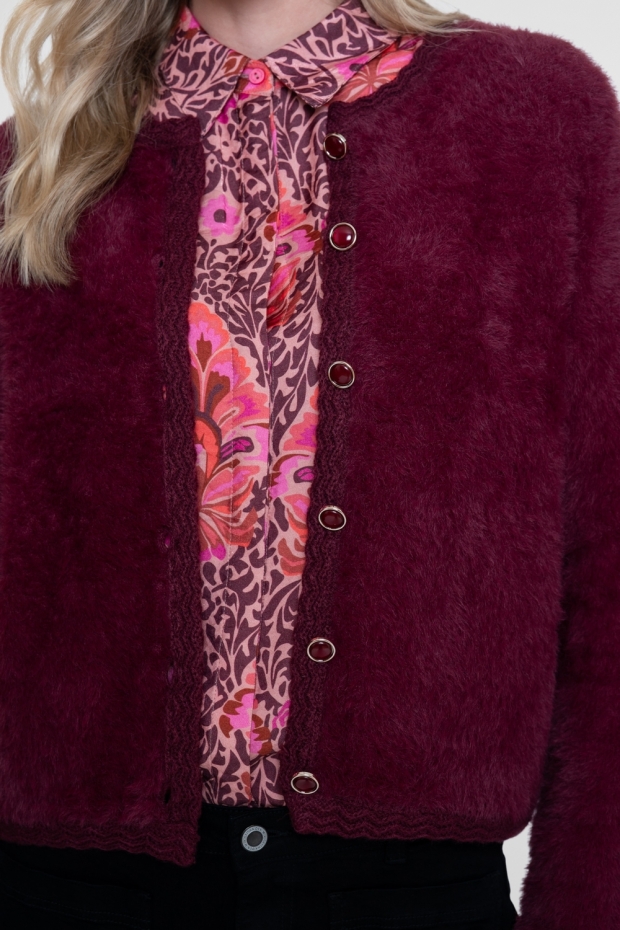 Geisha Cardigan hairy 64508-10 480 burgundy