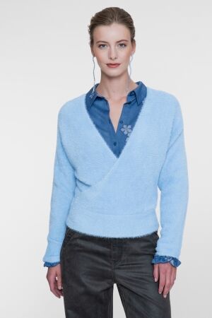 Geisha Geisha cross over hairy top 64512-10 T-shirt Lange mouw 625 blue