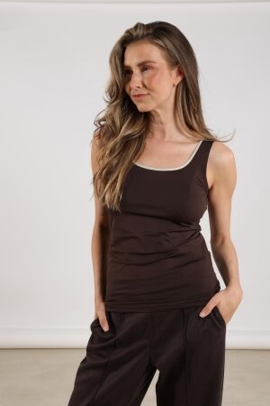 Nukus Nukus juba singlet Tops en Singlets dark chocolate/gold