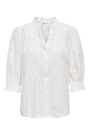 Only Only onlraya 3/4 embroidery shirt wvn Blouse white