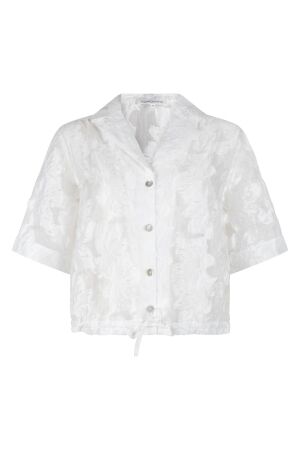 Tramontana Tramontana short-sleeve blouse drawcord c40-20-301 Blouse off white