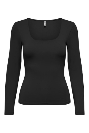 Only Only onlea l/s deep neck top jrs noos 15302647 T-shirt Lange mouw black