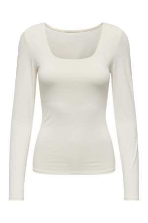 Only Only onlea l/s deep neck top jrs noos 15302647 T-shirt Lange mouw cloud dancer