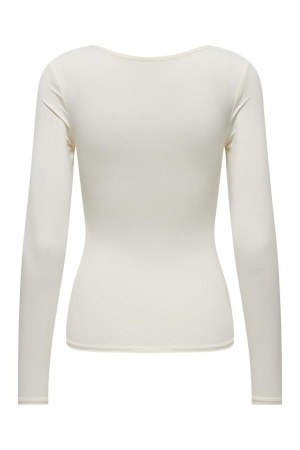 Only Only onlea l/s deep neck top jrs noos 15302647 T-shirt Lange mouw cloud dancer