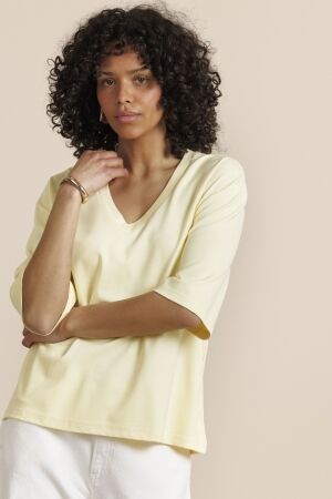 Studio Anneloes Studio Anneloes fiore vneck t-shirt 13914 T-shirt Korte mouw 2100 butter yellow