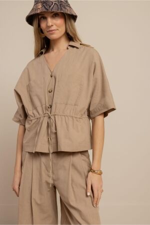 Studio Anneloes Studio Anneloes erie linen blouse 13904 Blouse 2200 latte