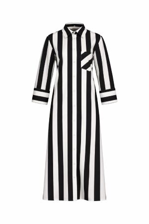 Studio Anneloes Studio Anneloes soof stripe dress 14432 Jurk 9017 black/ecru