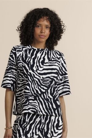 Studio Anneloes Studio Anneloes fione zebra tee 14435 T-shirt Korte mouw 9017 black/ecru