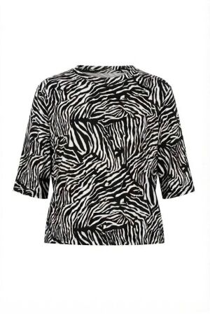 Studio Anneloes Studio Anneloes fione zebra tee 14435 T-shirt Korte mouw 9017 black/ecru