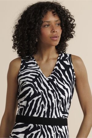Studio Anneloes Studio Anneloes tirza zebra tape dress 14436 Jurk 9017 black/ecru