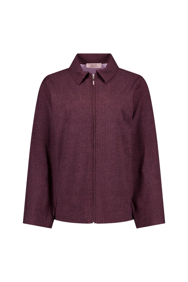 Studio Anneloes Jazy herringbone jacket 14242 4847 aubergine/light aubergine