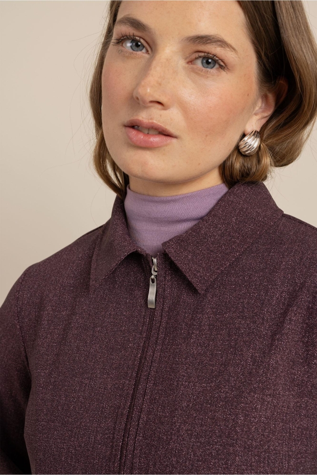 Studio Anneloes Jazy herringbone jacket 14242 4847 aubergine/light aubergine