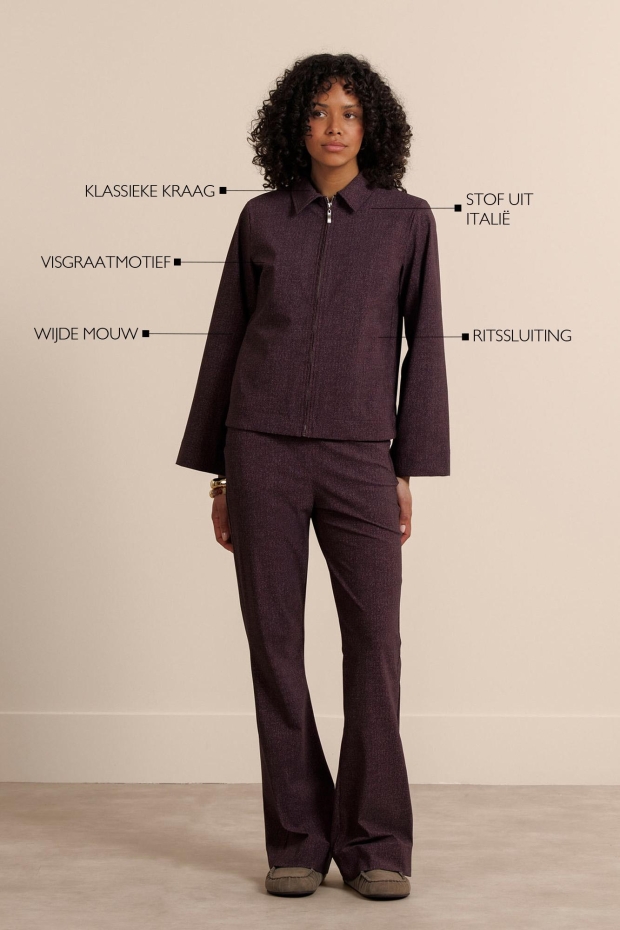 Studio Anneloes Jazy herringbone jacket 14242 4847 aubergine/light aubergine