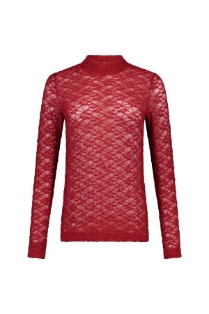 Studio Anneloes Studio Anneloes reagan lace col top 14331 T-shirt Lange mouw 3900 red wine