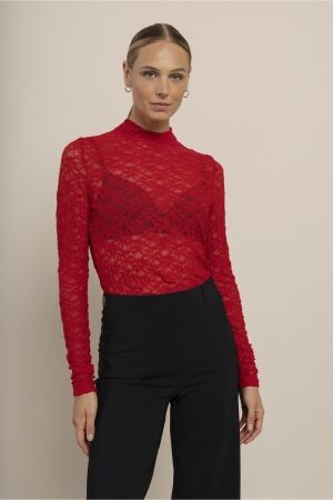Studio Anneloes Studio Anneloes reagan lace col top 14331 T-shirt Lange mouw 4100 rich red