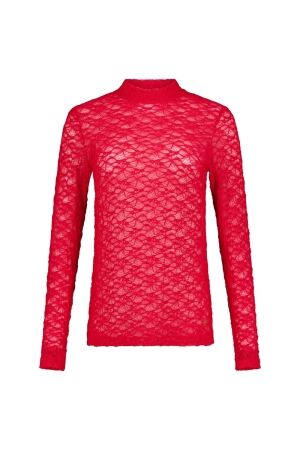 Studio Anneloes Studio Anneloes reagan lace col top 14331 T-shirt Lange mouw 4100 rich red