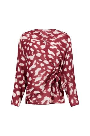 Studio Anneloes Studio Anneloes faye vneck top 14361 T-shirt Lange mouw 3914 red wine/kit