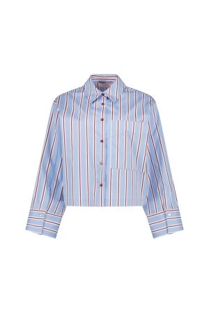 Studio Anneloes Studio Anneloes erina stripe blouse 14384 Blouse 6639 light blue/red wine