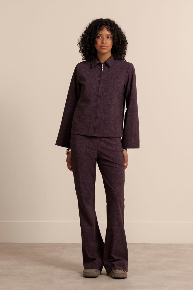 Studio Anneloes Flair herringbone trousers 14243 4847 aubergine/light aubergine