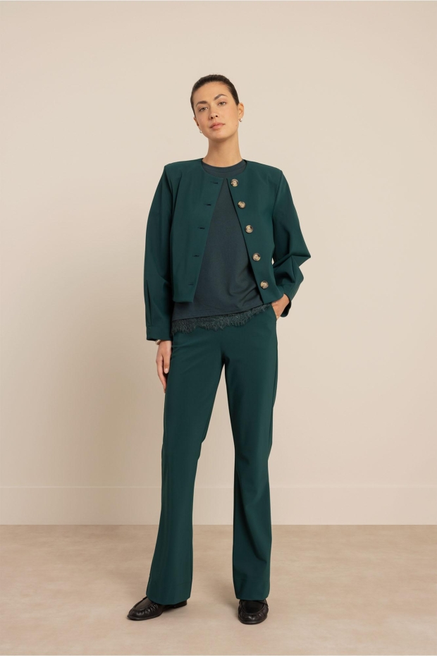 Studio Anneloes Flair bonded trousers 14201 8300 dark teal