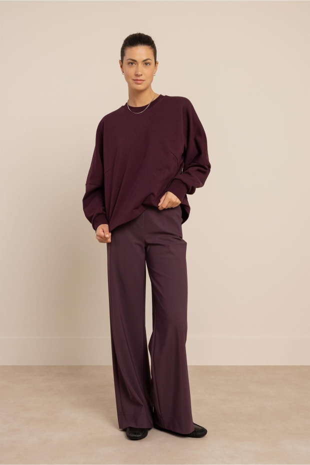 Studio Anneloes Lexie bonded trousers 14204 4800 aubergine