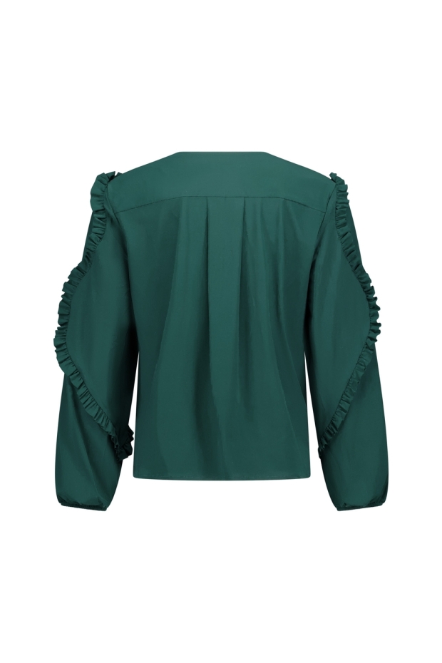 Studio Anneloes Ingrid ruffle blouse 14212 8300 dark teal