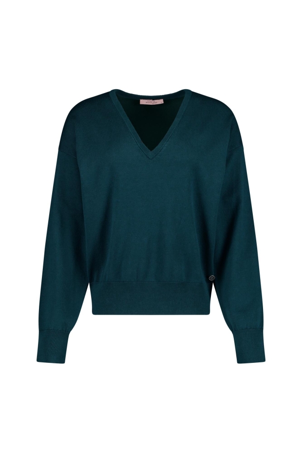 Studio Anneloes Ruth vneck pullover 14217 8300 dark teal