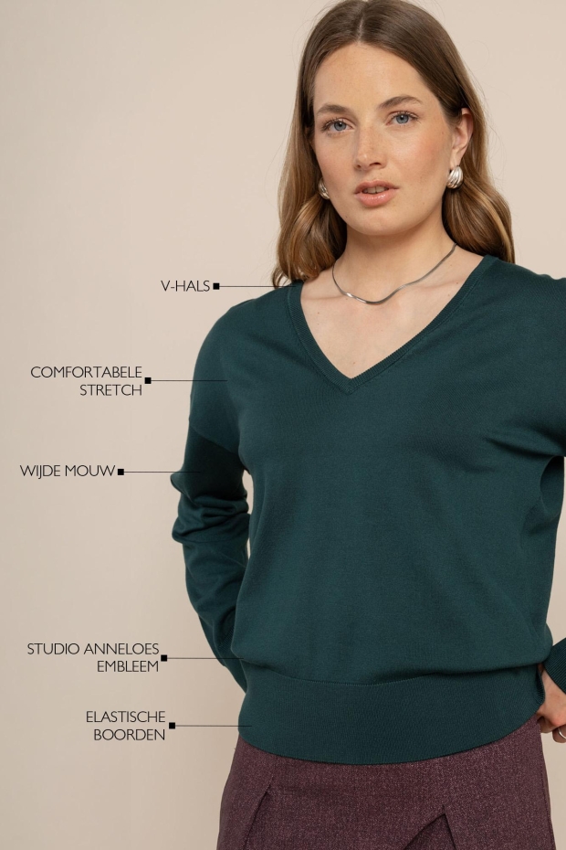 Studio Anneloes Ruth vneck pullover 14217 8300 dark teal