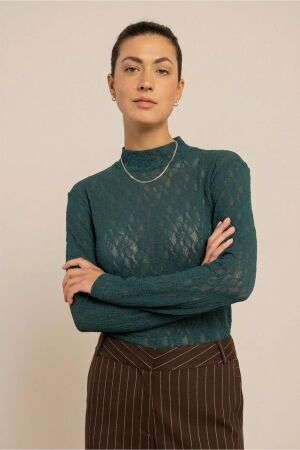 Studio Anneloes Studio Anneloes reagan lace col top 14237 T-shirt Lange mouw 8200 teal
