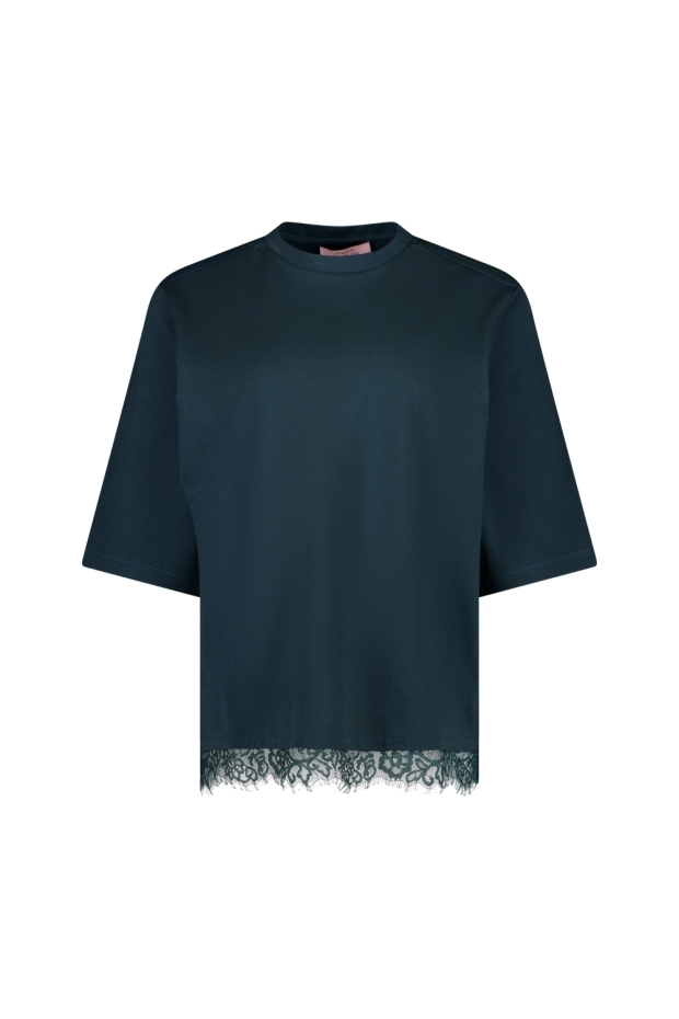 Studio Anneloes Fiore lace tee 14239 8300 dark teal