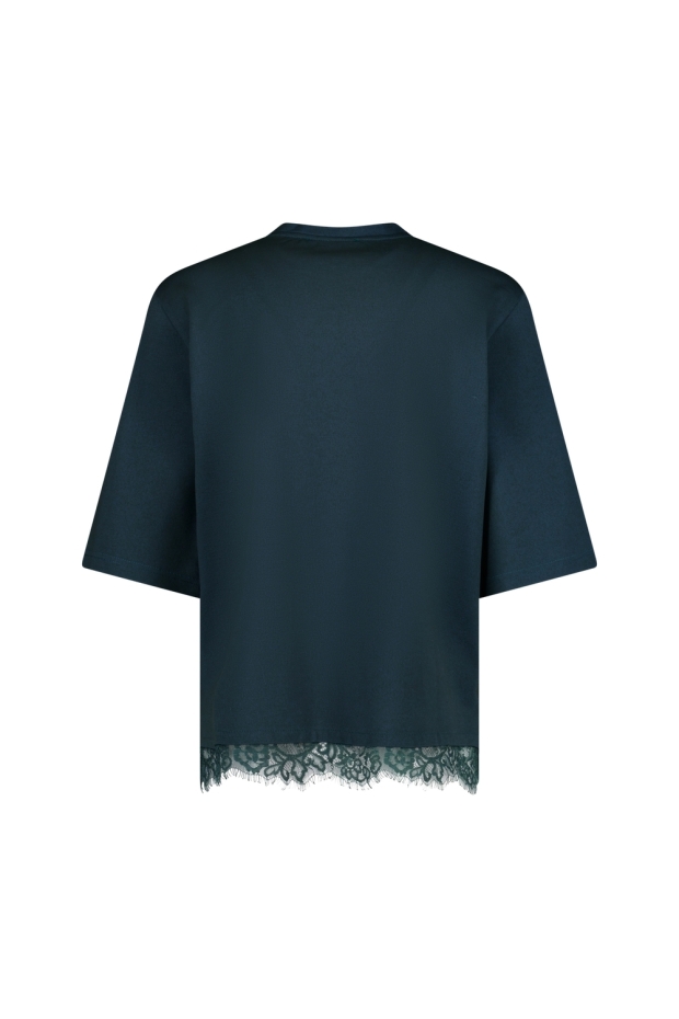 Studio Anneloes Fiore lace tee 14239 8300 dark teal