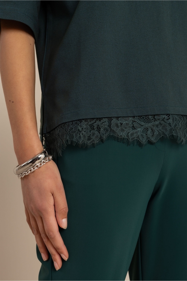 Studio Anneloes Fiore lace tee 14239 8300 dark teal