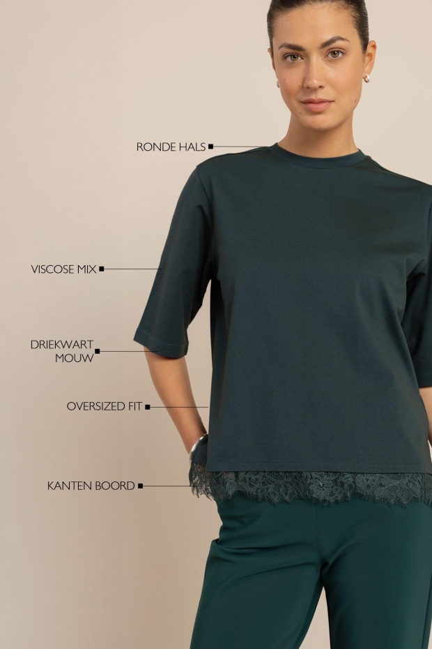 Studio Anneloes Fiore lace tee 14239 8300 dark teal