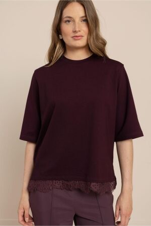 Studio Anneloes Studio Anneloes fiore lace tee 14239 T-shirt Korte mouw 4800 aubergine