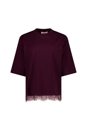 Studio Anneloes Studio Anneloes fiore lace tee 14239 T-shirt Korte mouw 4800 aubergine