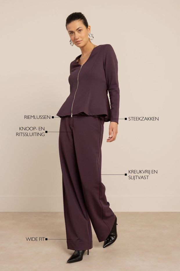 Studio Anneloes Luz twill trousers 14250 4800 aubergine