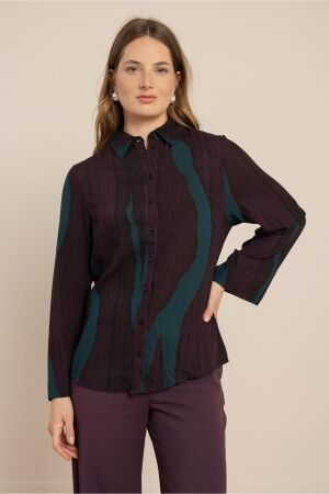 Studio Anneloes Studio Anneloes bubba widesleeve blouse 14253 Blouse 4882 aubergine/teal
