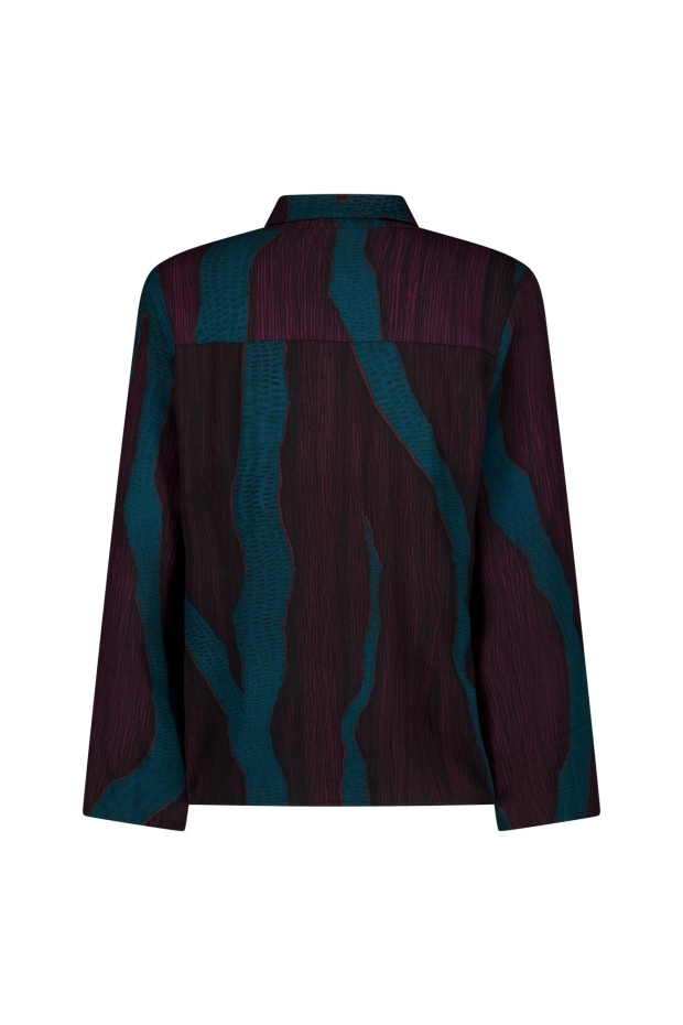 Studio Anneloes Bubba widesleeve blouse 14253 4882 aubergine/teal